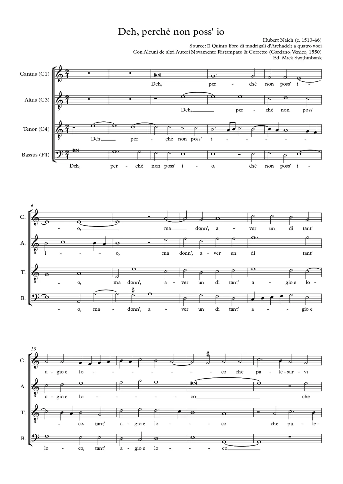 Deh, perchè non poss' io - Page 1