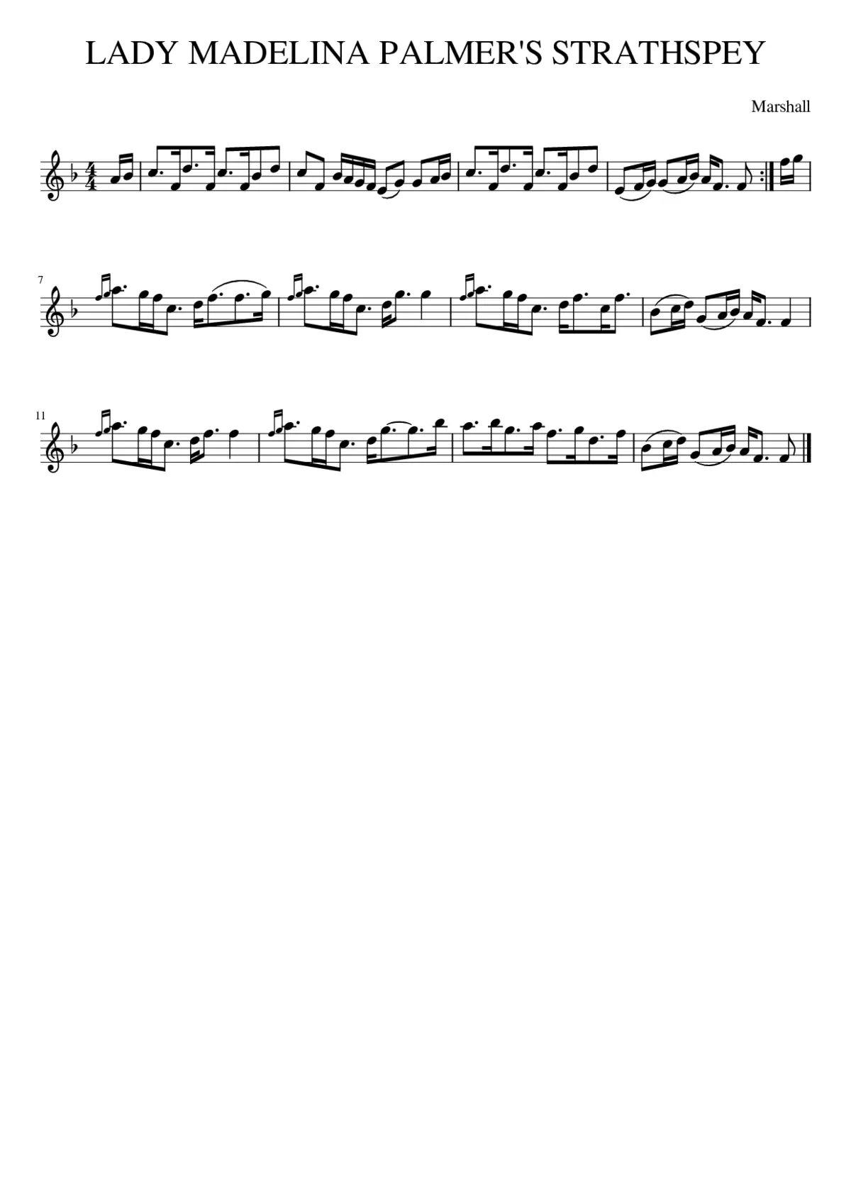 LADY MADELINA PALMER'S STRATHSPEY - Page 1