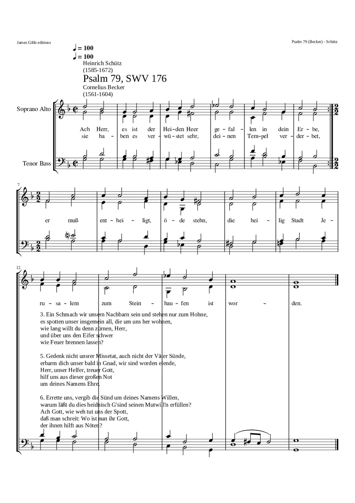 Ach Herr es ist der Heiden Herr SWV 176 - Page 1