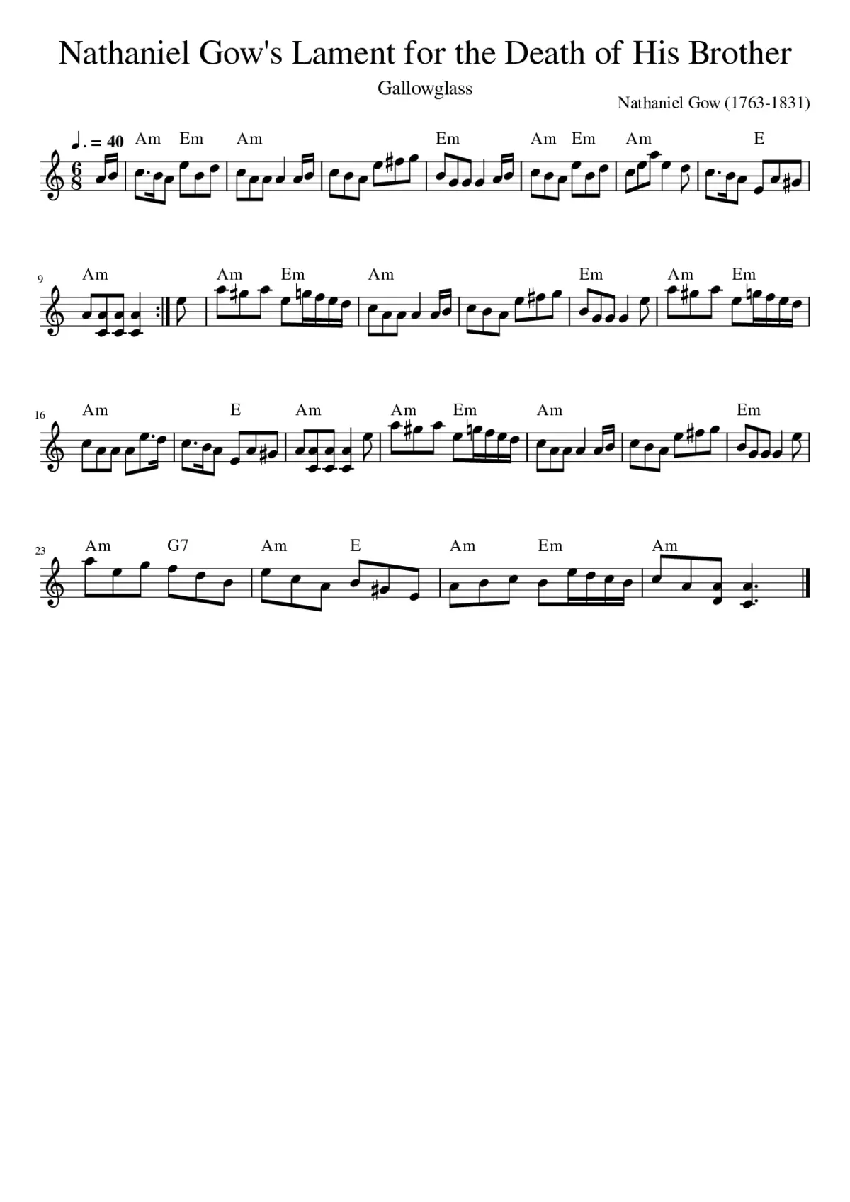 Nathaniel Gow's Lament for the Death of His Brother - Page 1