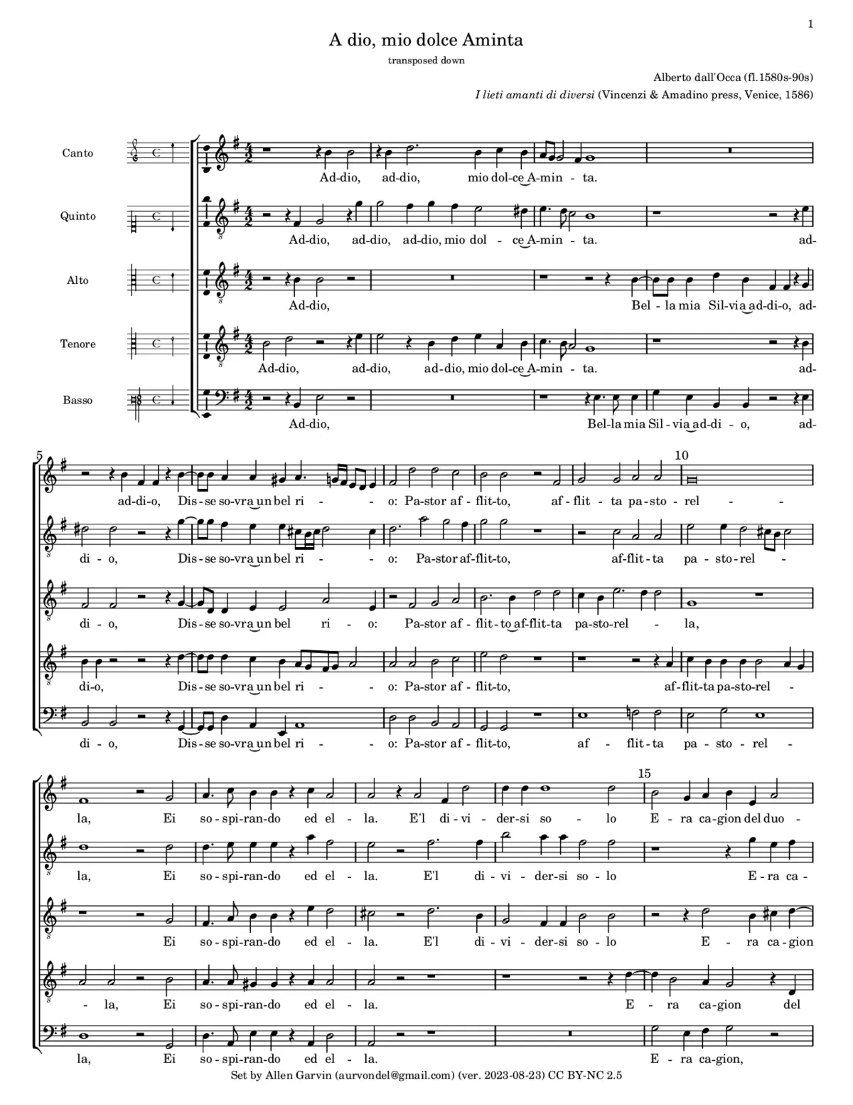 A dio, mio dolce Aminta - Page 1