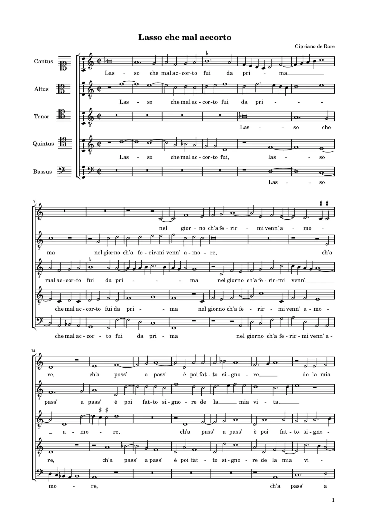 Lasso che mal accorto fui - Page 1