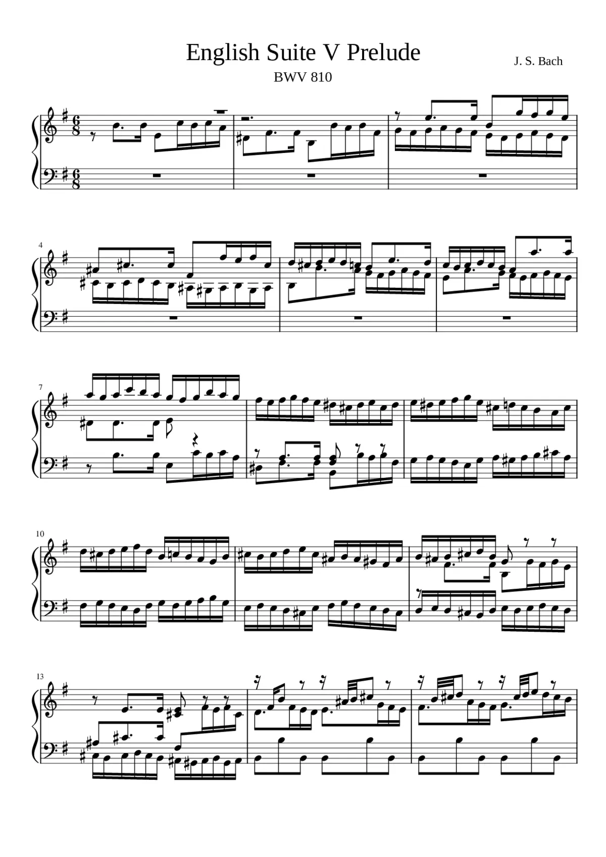 English Suite No.5 in E minor BWV 810 - Page 1