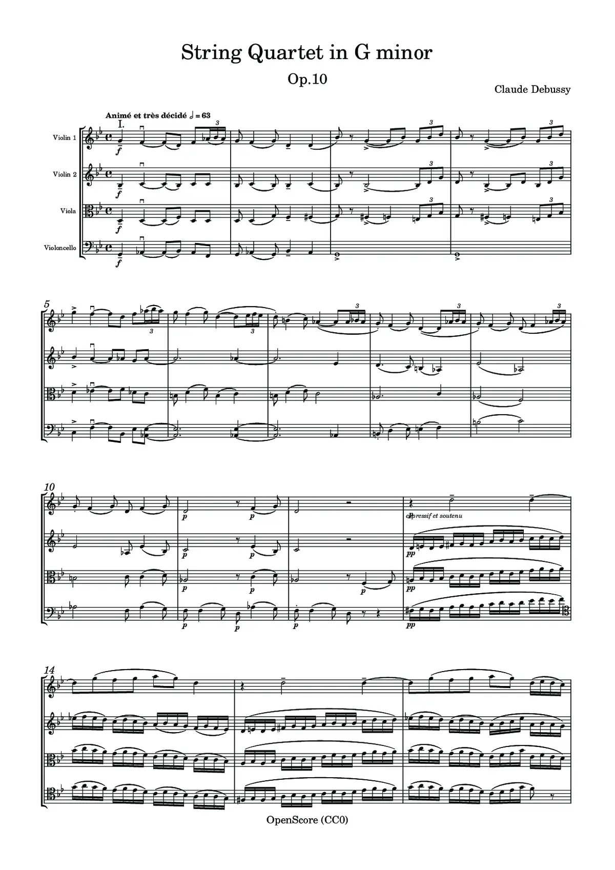 String Quartet in G minor, Op.10 - Page 1