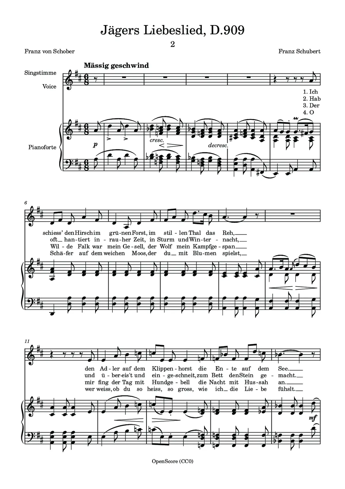 Jägers Liebeslied, D.909 - Page 1
