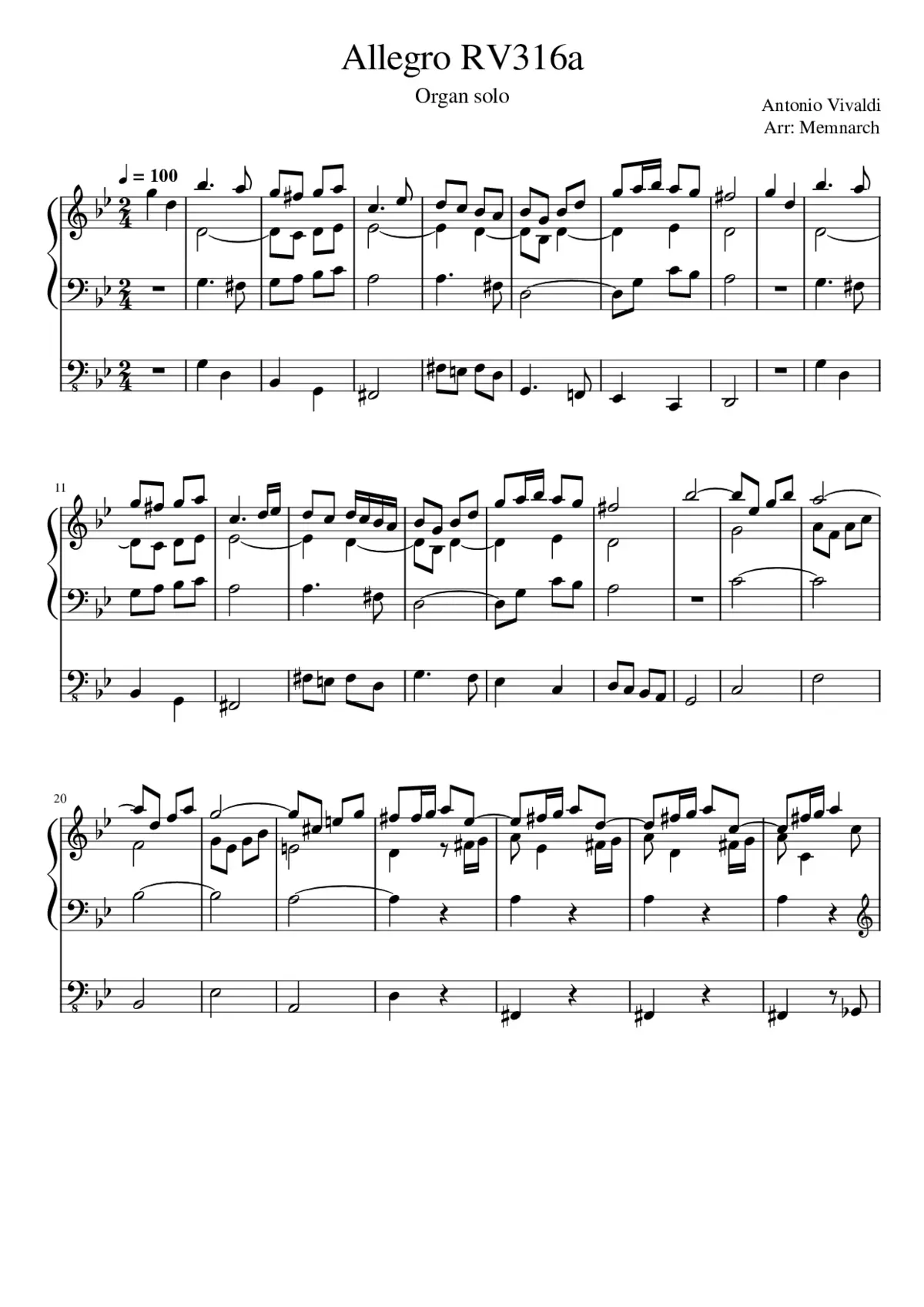 Violin Concerto in G minor RV 316a - Page 1