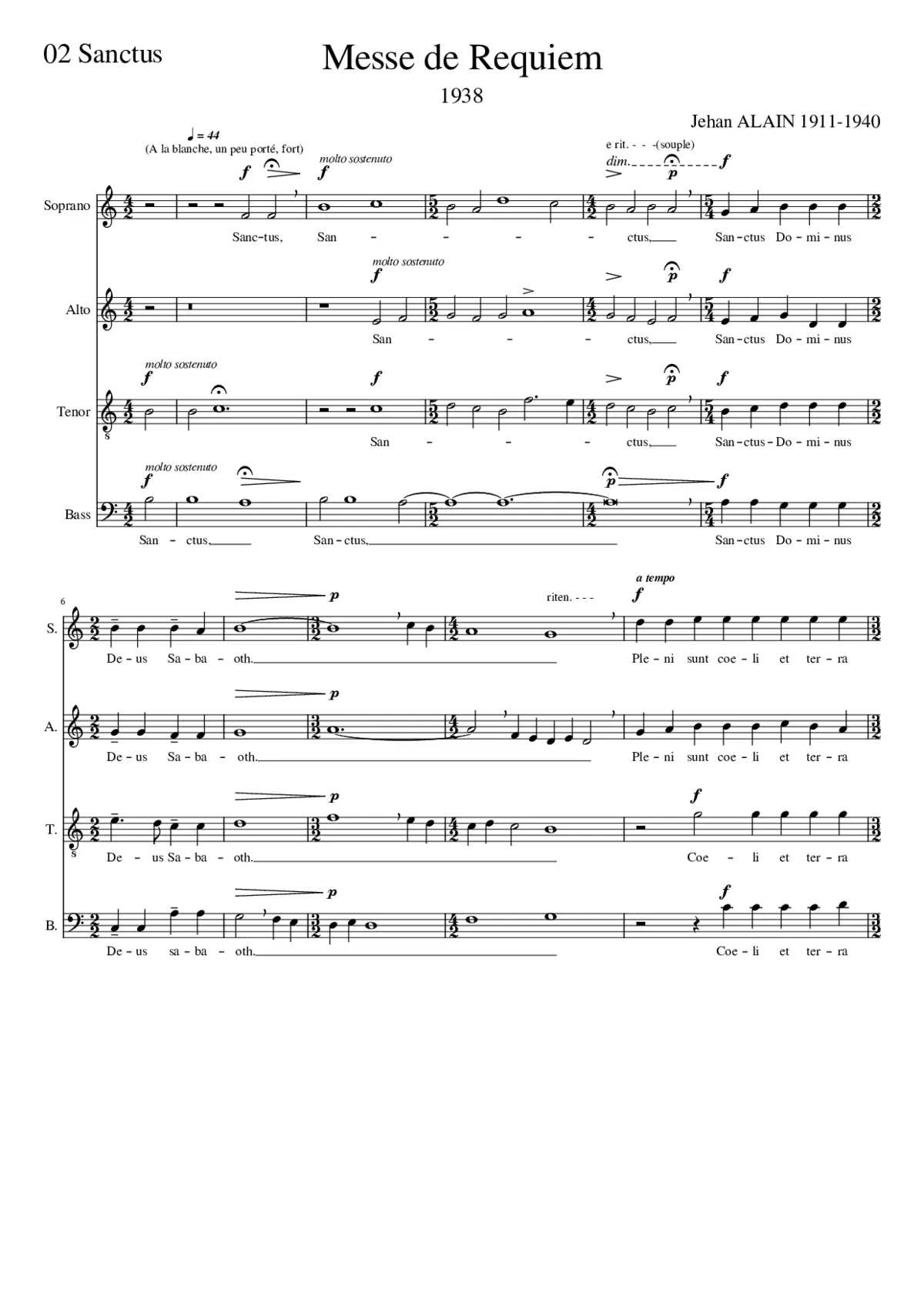 Jehan Alain-Messe de Requiem-02 Sanctus - Page 1