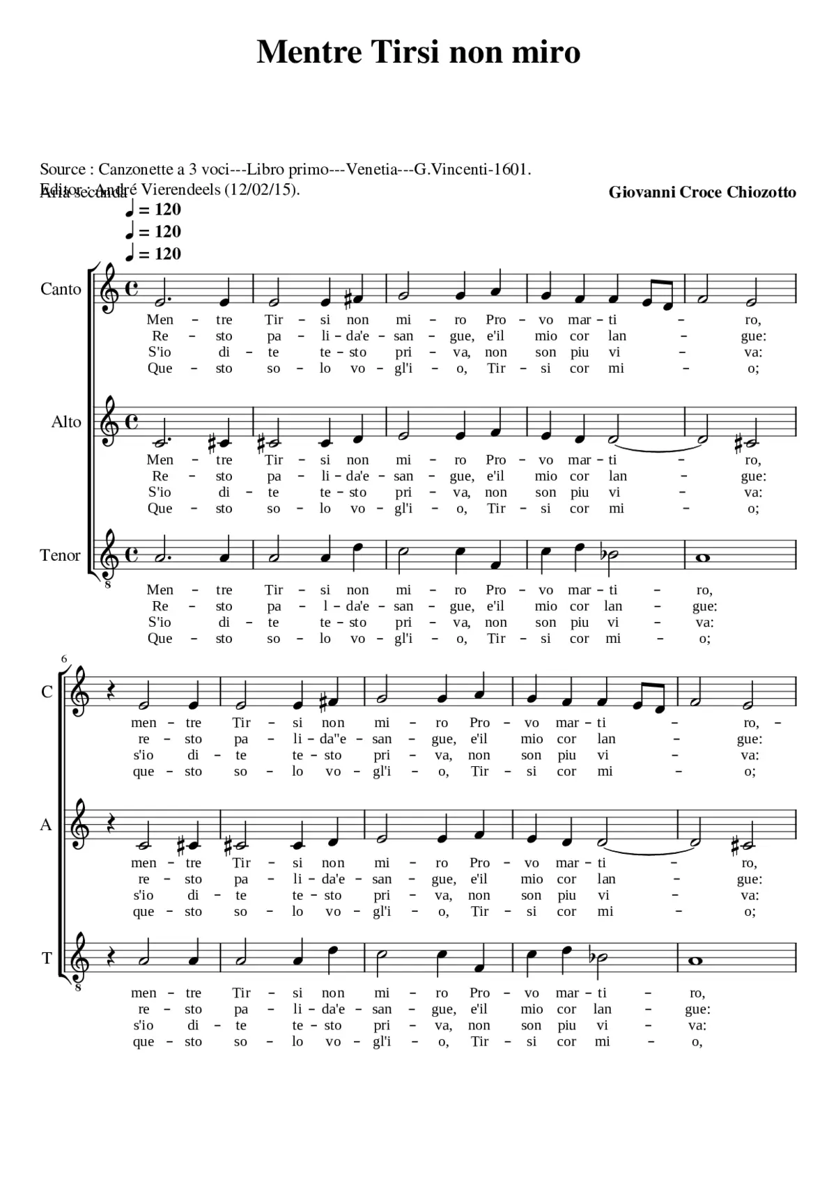 Mentre Tirsi non miro - Page 1