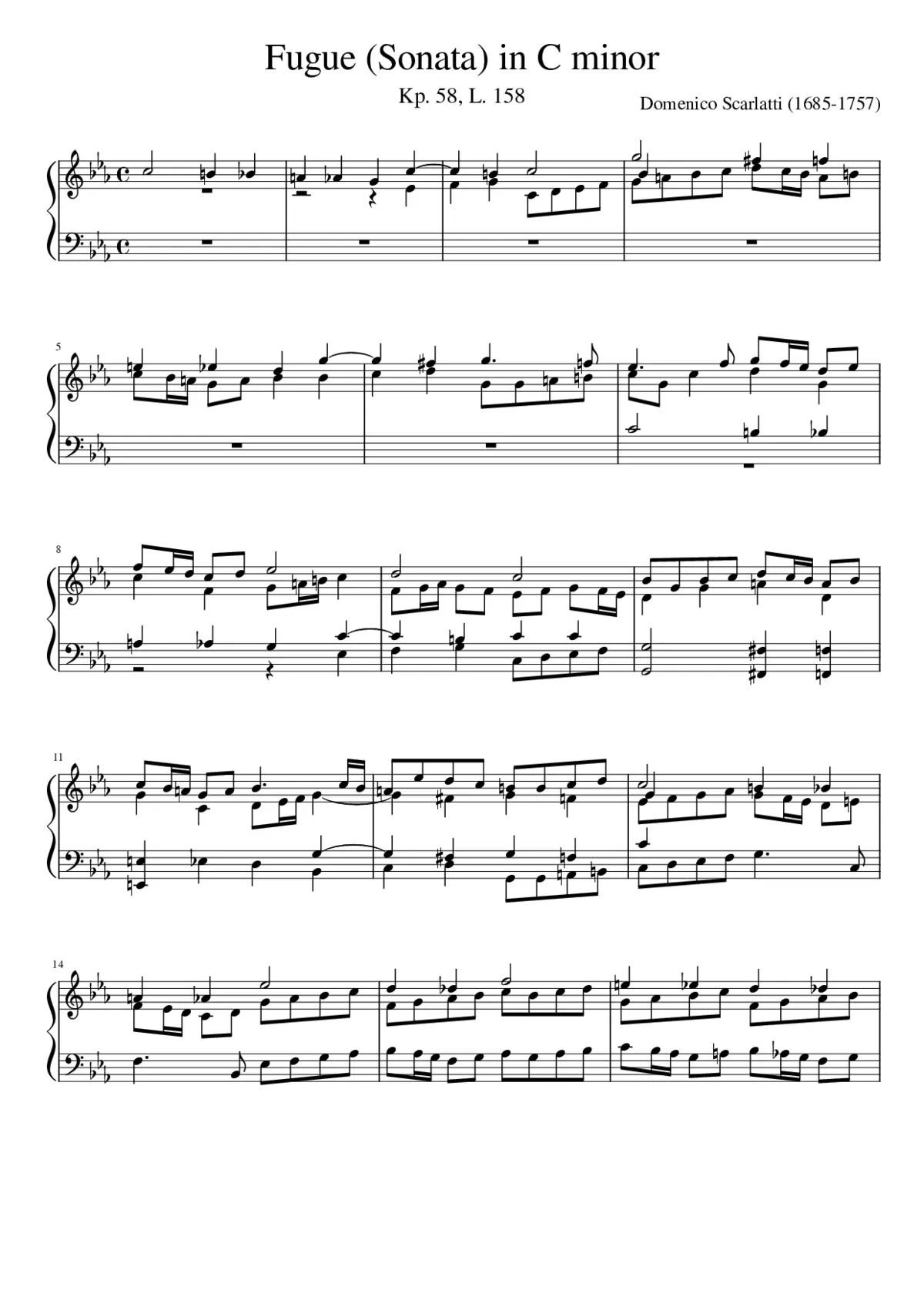 Fugue (Sonata) in C minor K.58 L.158 - Page 1