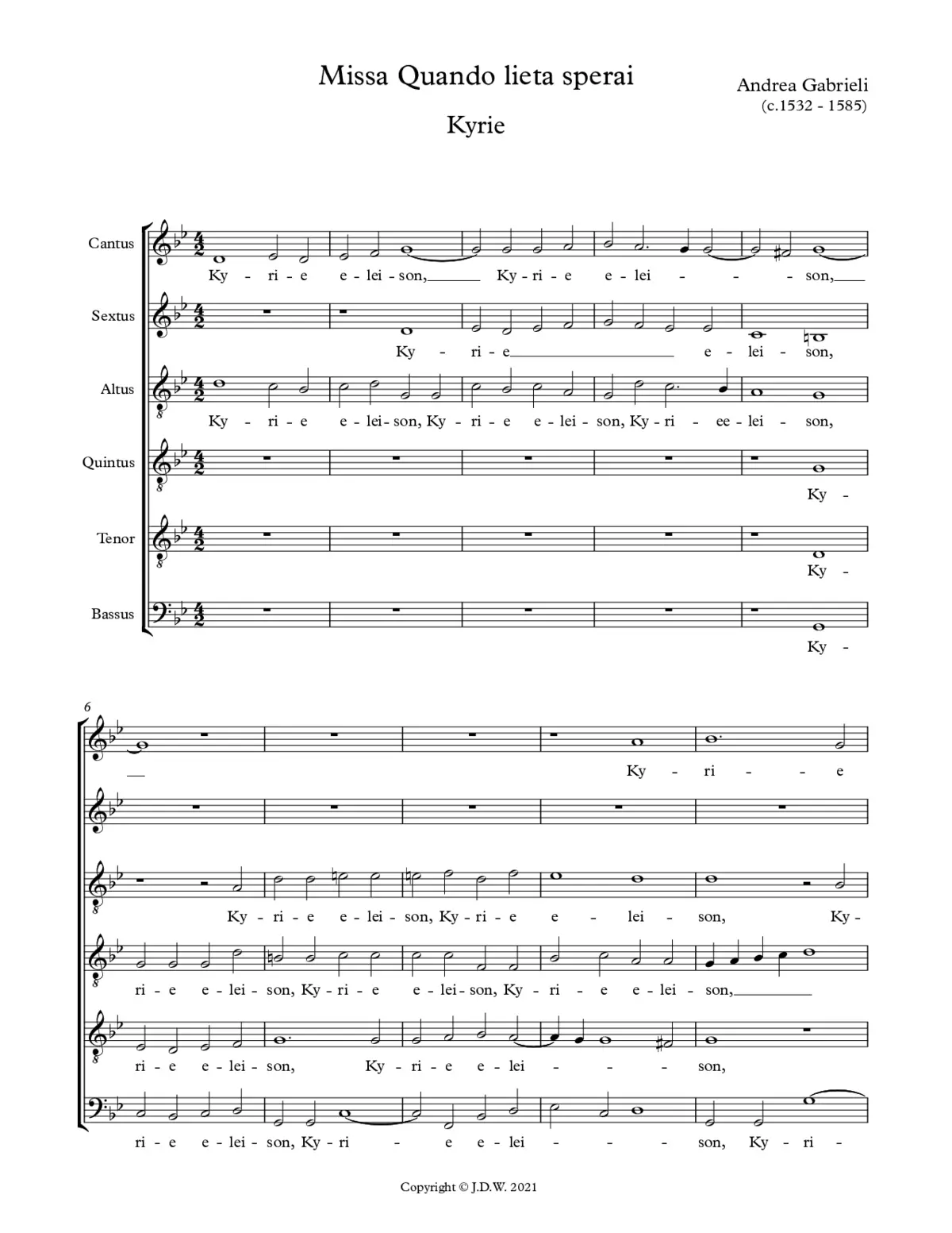 Missa Quando lieta sperai - Page 1