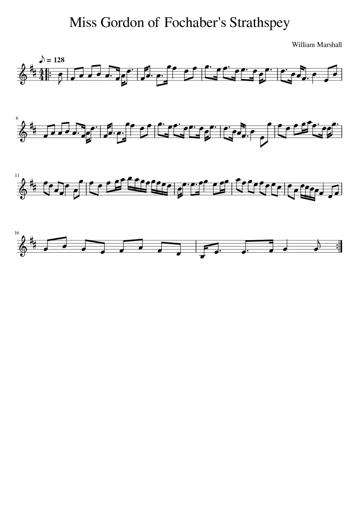 Miss Gordon of Fochaber's Strathspey - Page 1