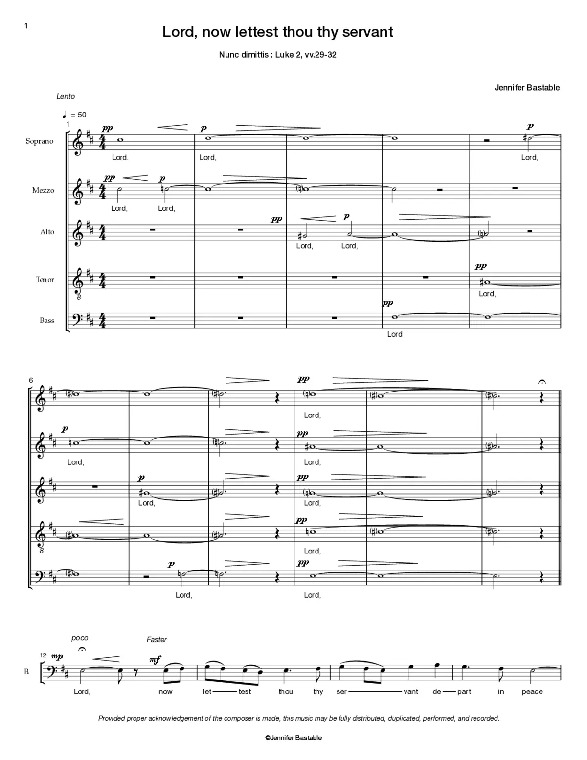 Lord, now lettest thou thy servant (Nunc dimittis) - Page 1