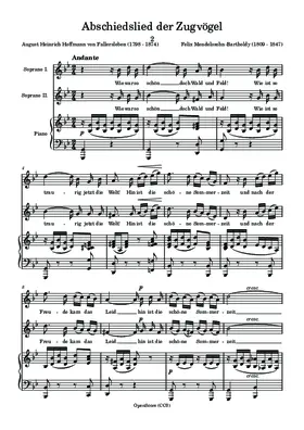 Abschiedslied der Zugvögel, MWV J 9