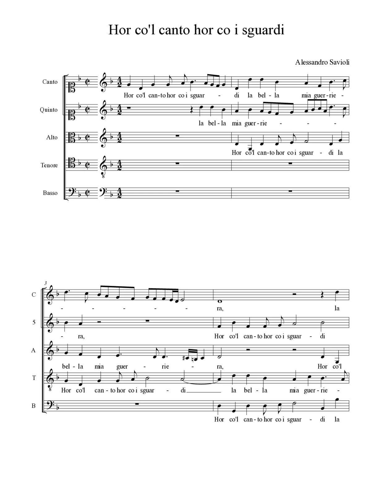 Hor co'l canto hor co i sguardi - Page 1