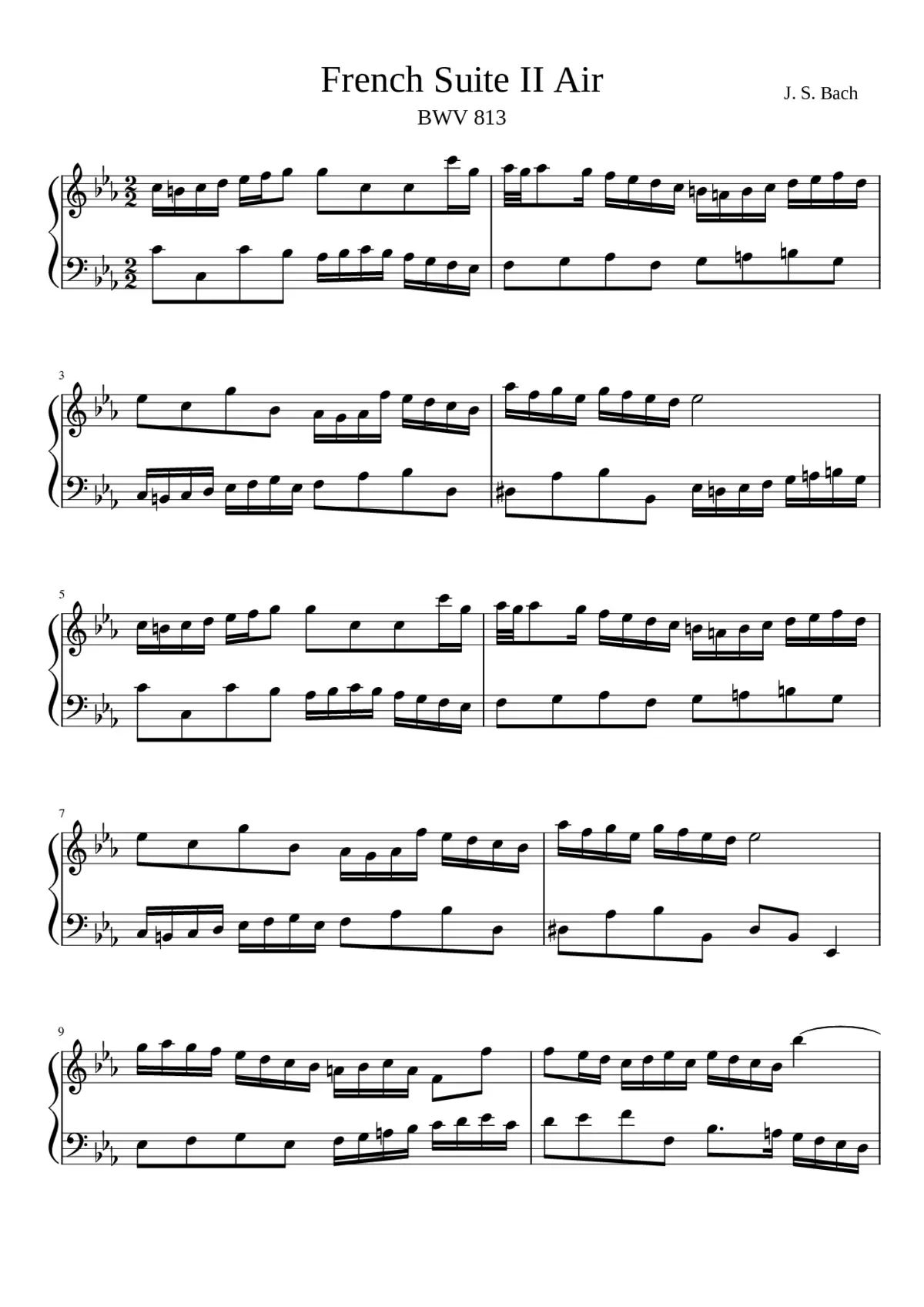 French Suite No.2 in C minor BWV 813 - Page 1