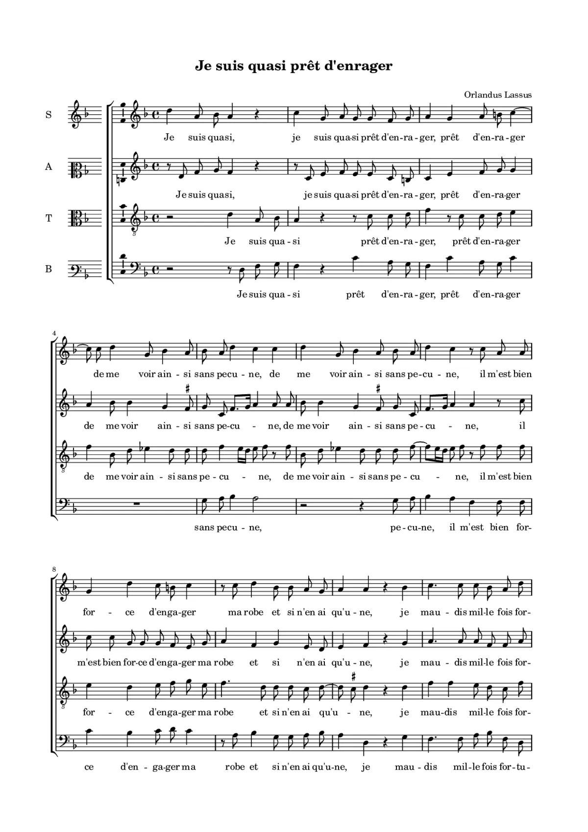 Je suis quasi prest d'enrager - Page 1