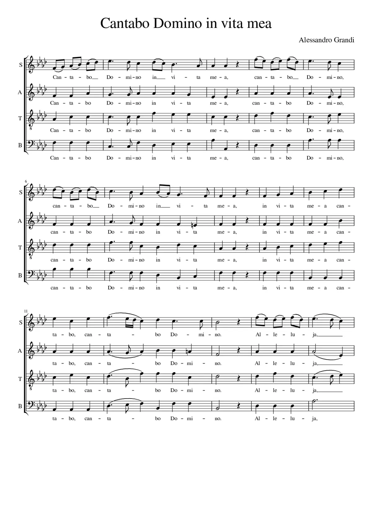 Cantabo Domino in vita mea (arrangement of original for solo voice &amp; bc) - Alessandro Grandi - Page 1