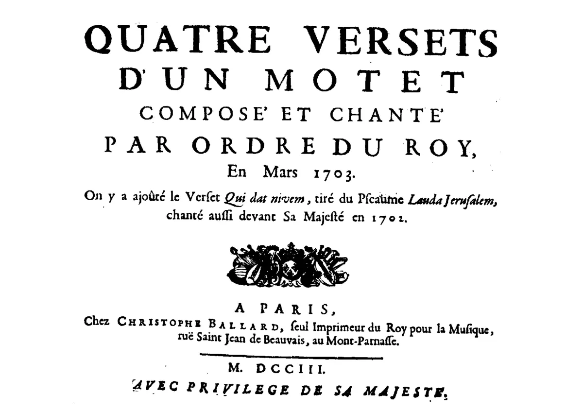 Quatre versets d'un motet composé et chanté par ordre du roy - Page 1