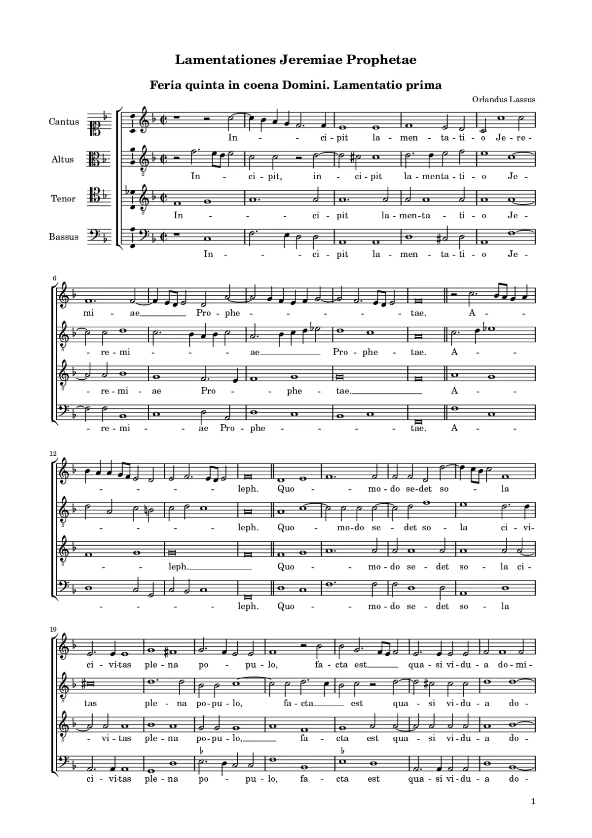 Lamentationes Hieremiae Prophetae (quatuor vocum) - Page 1