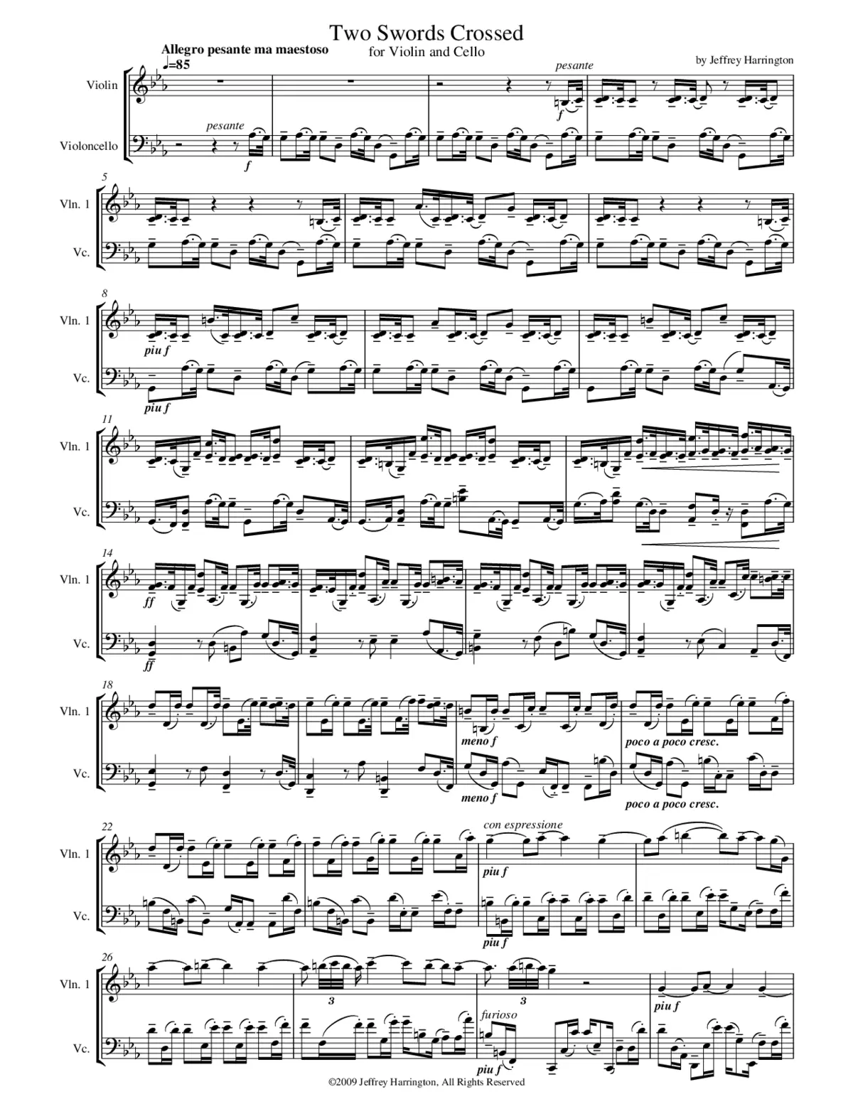 Two Swords Crossed for Violin and Cello - Page 1