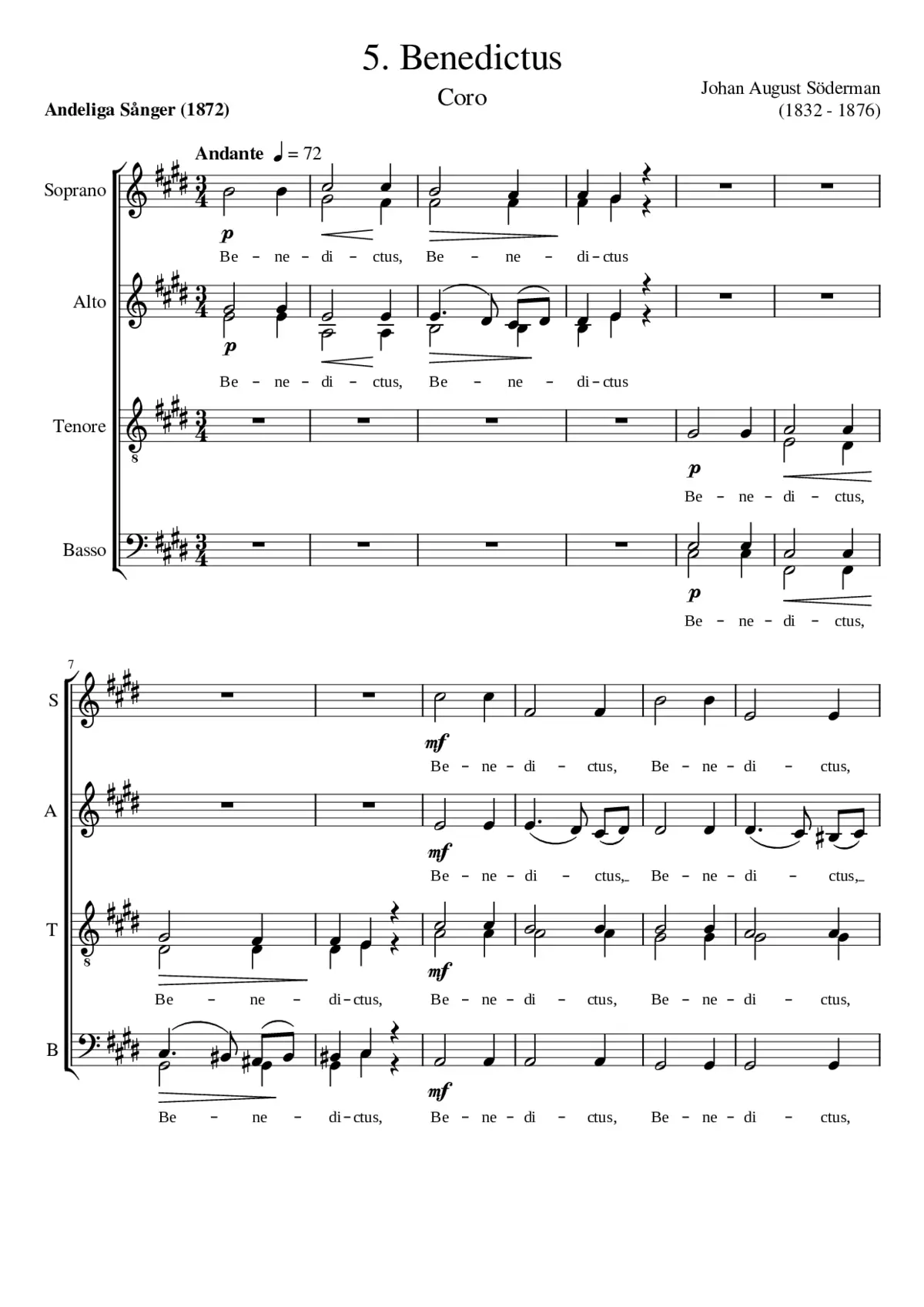 Benedictus (5 from 'Andliga sånger') - Page 1