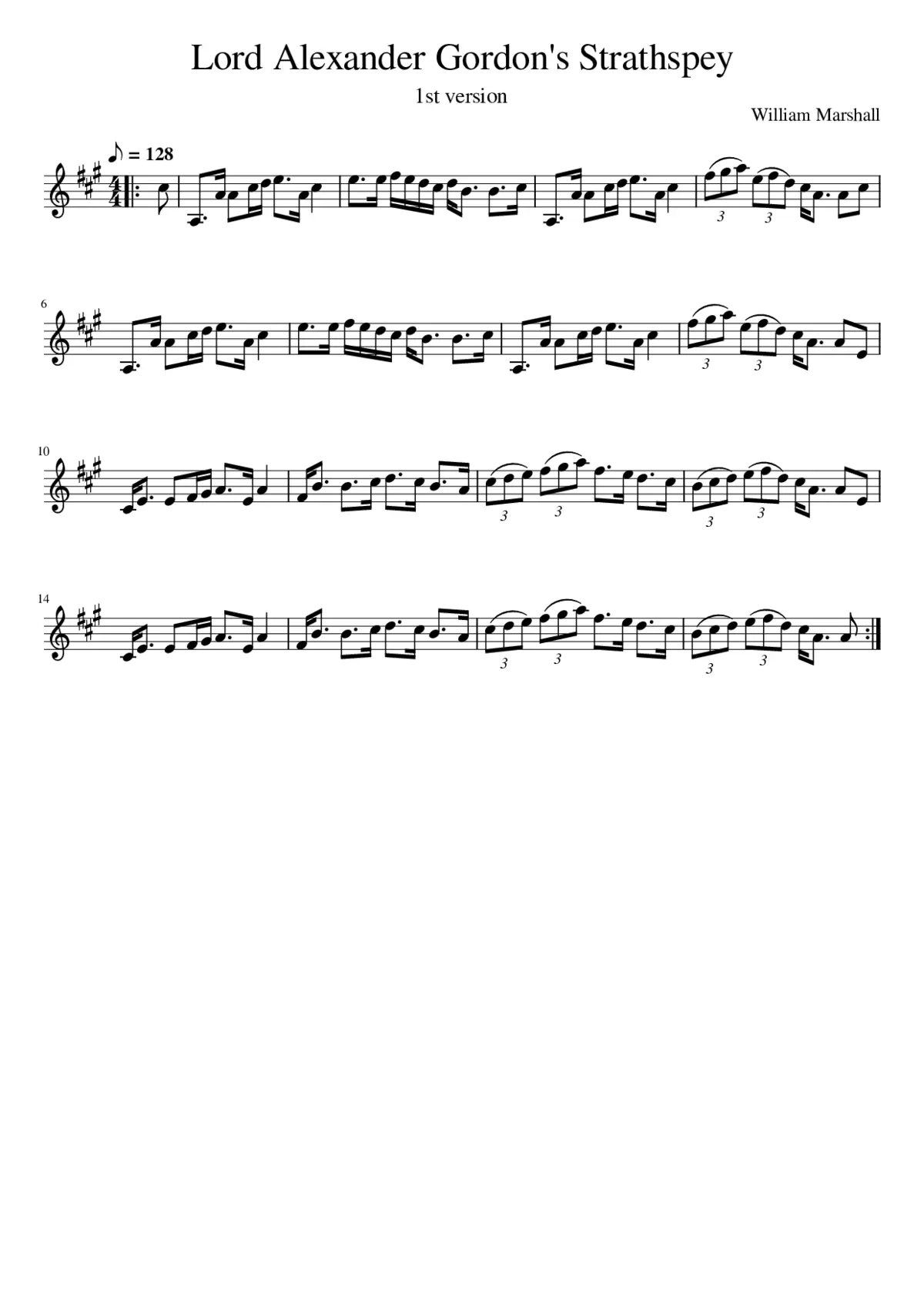Lord Alexander Gordon's Strathspey - Page 1