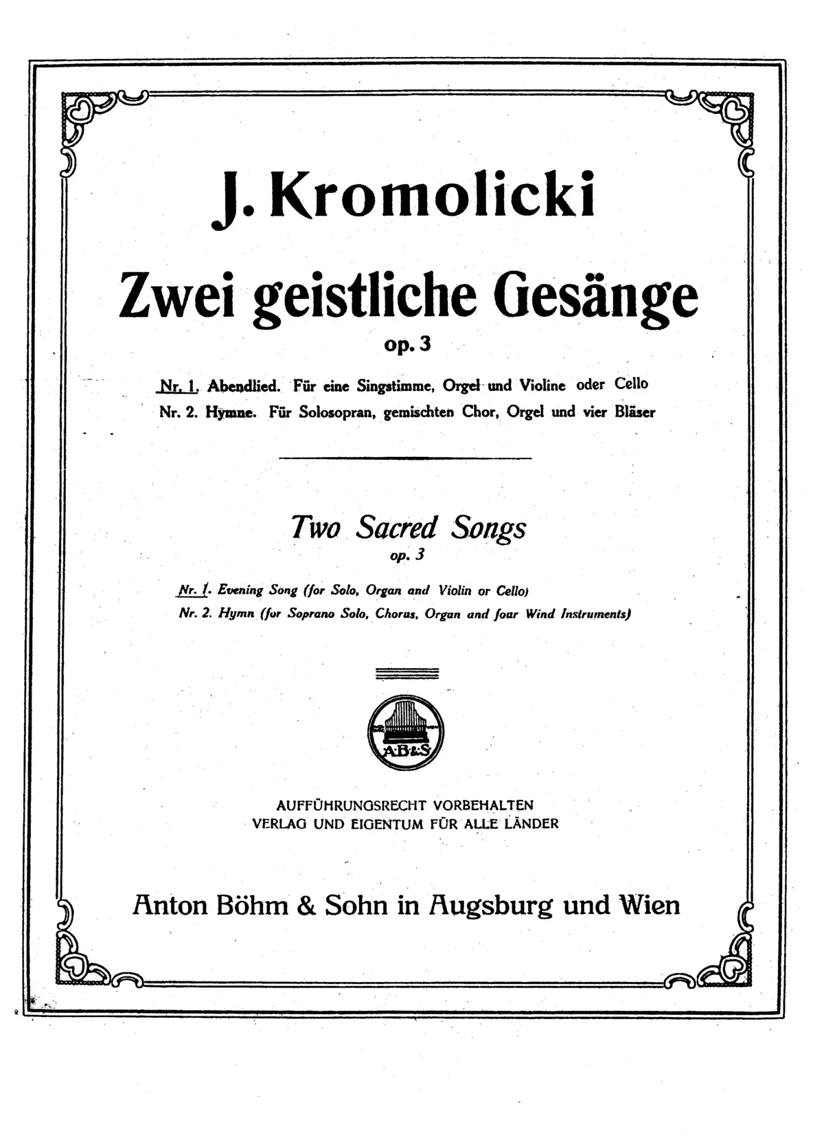 2 Geistliche Gesänge - Page 1