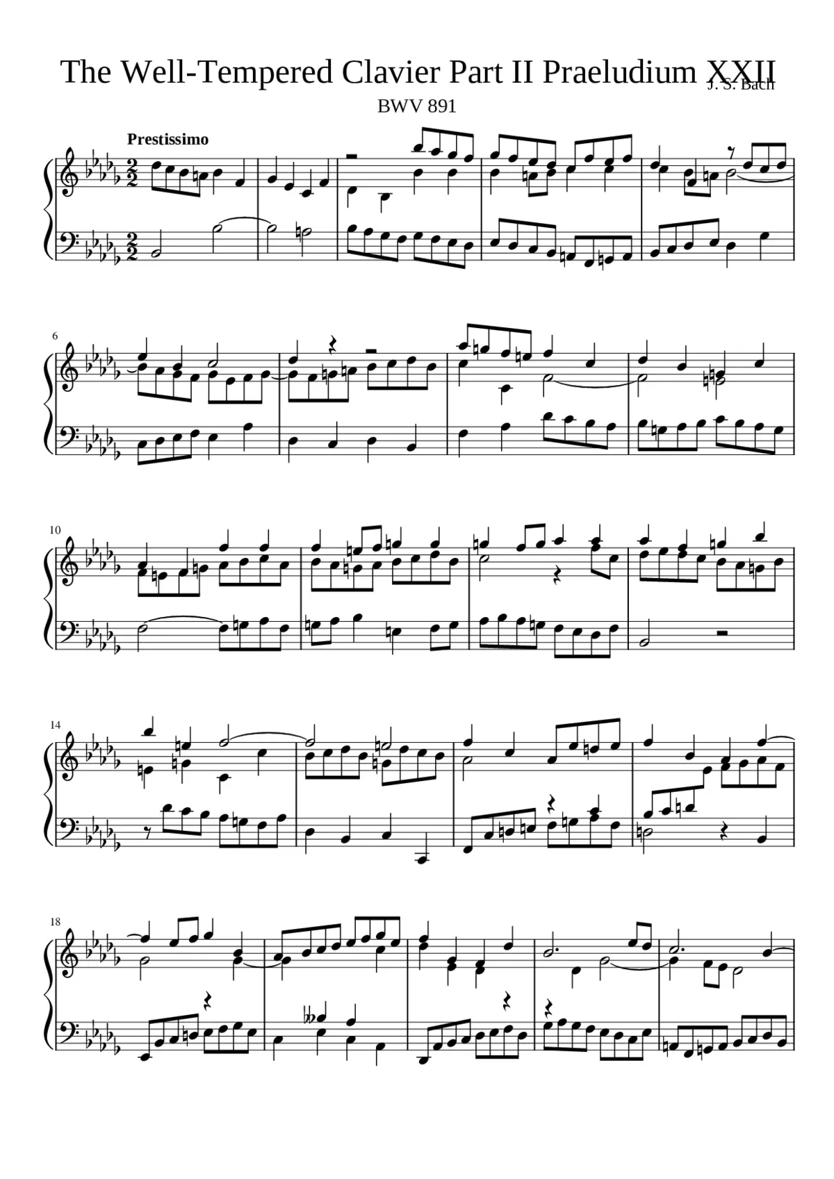 Prelude and Fugue in B-flat minor BWV 891 - Page 1