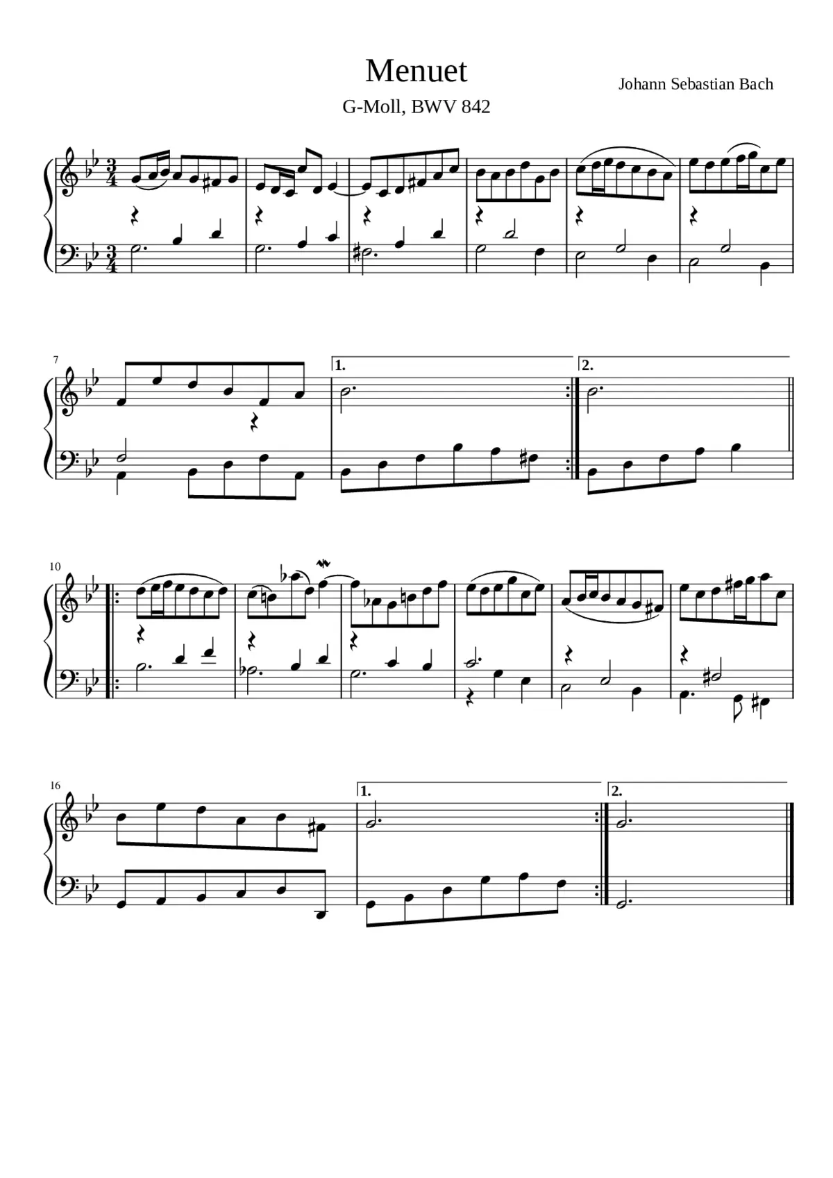 Menuet g-Moll (BWV 842) - Page 1