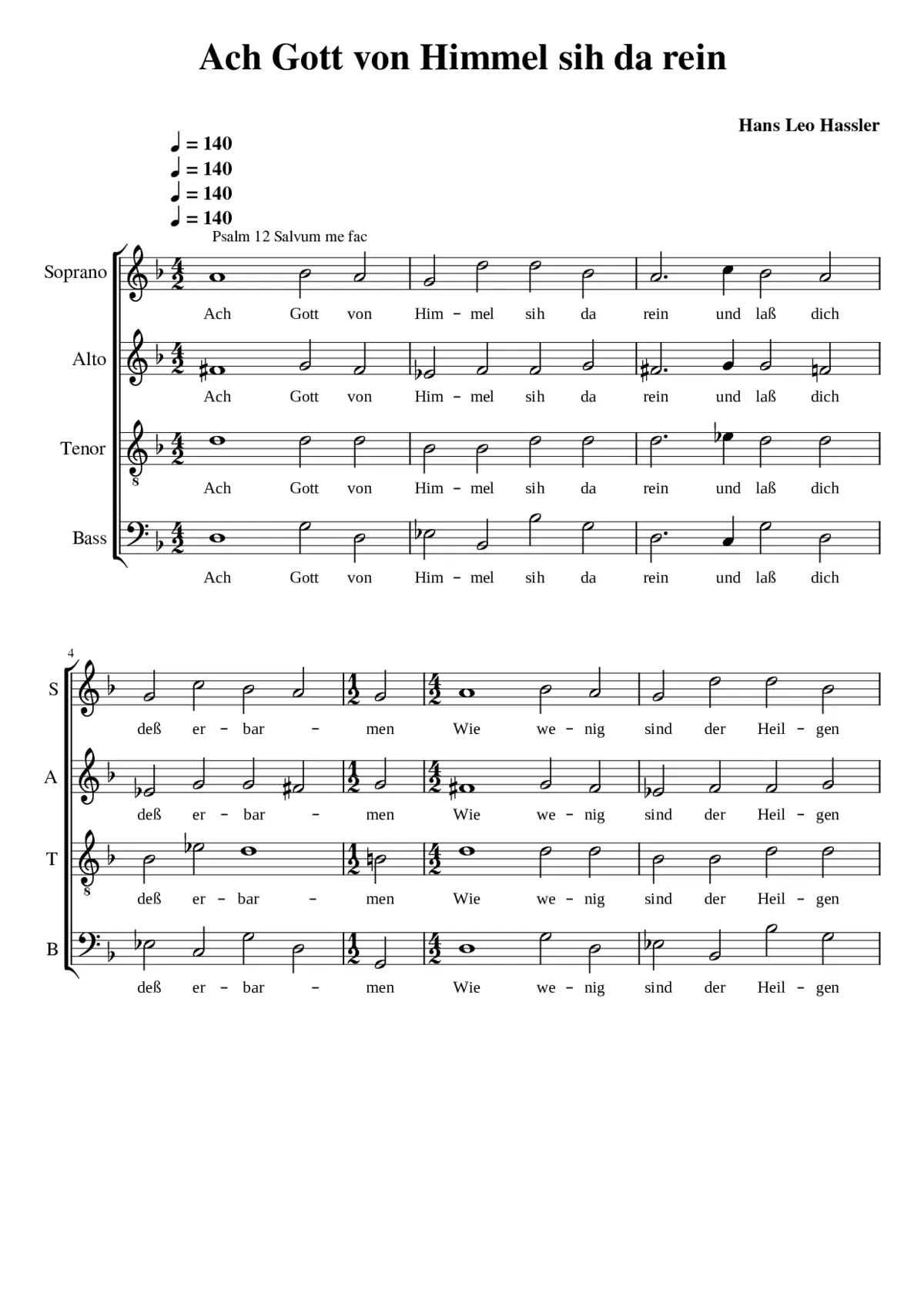 Ach Gott von Himmel sih da rein (homophonic) - Page 1