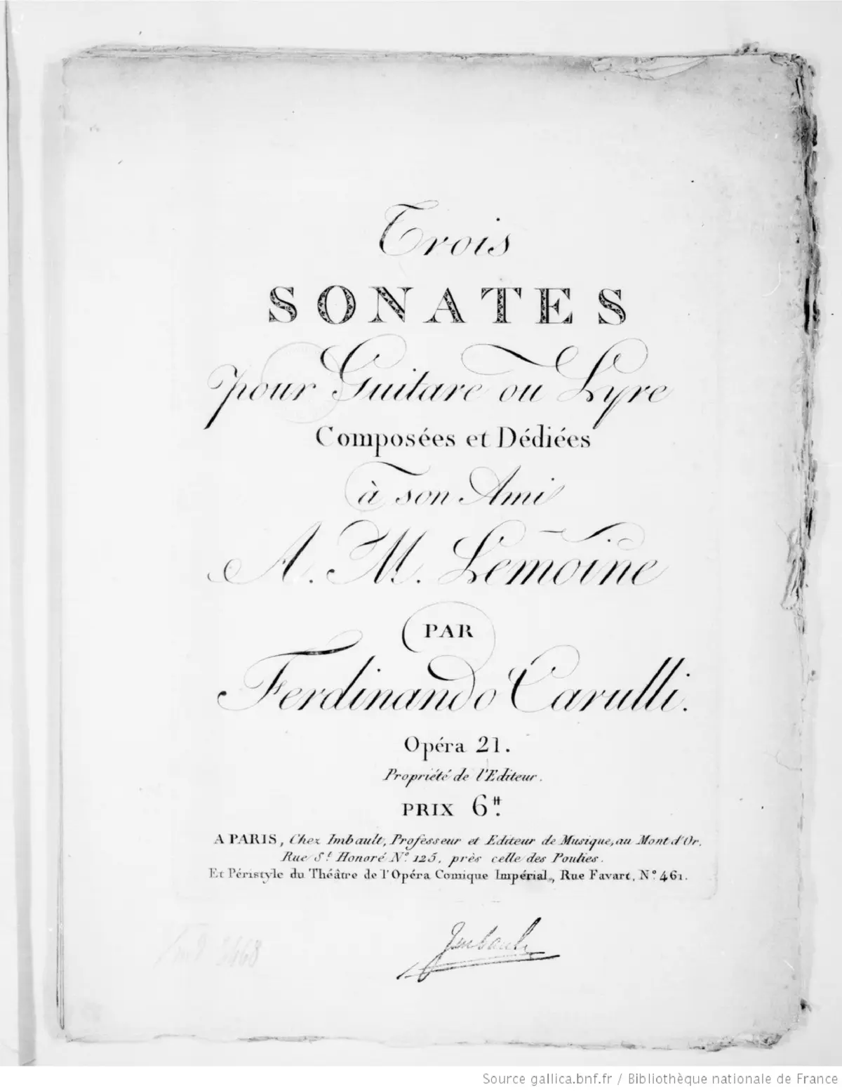 3 Sonates pour Guitare ou Lyre - Page 1