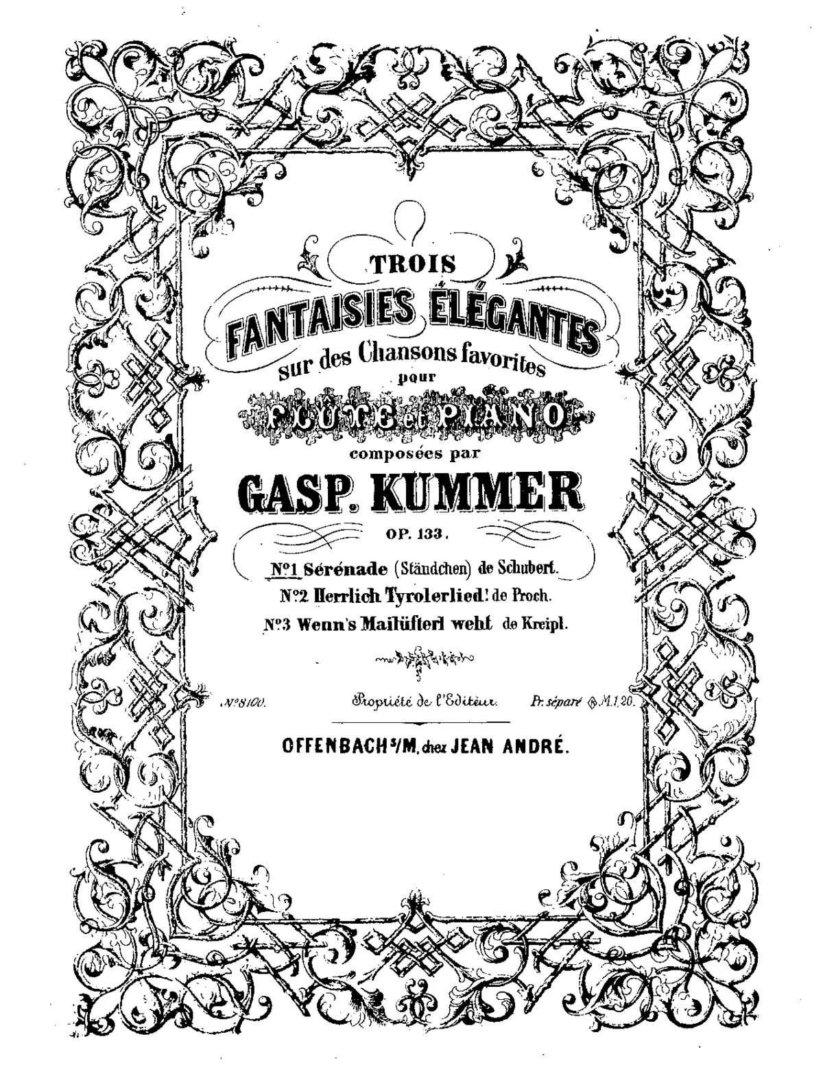 3 Fantaisies élégantes sur des chansons favorites, Op.133 - Page 1