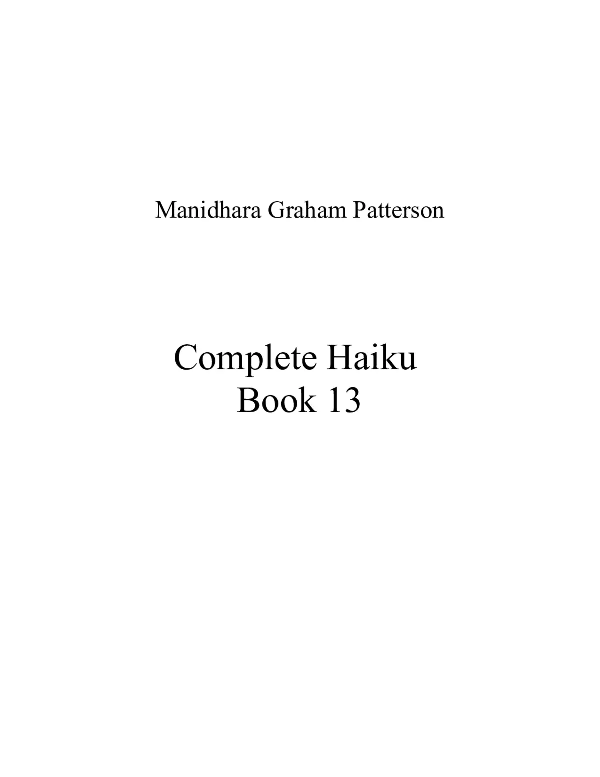 Haiku, Book 13 - Page 1