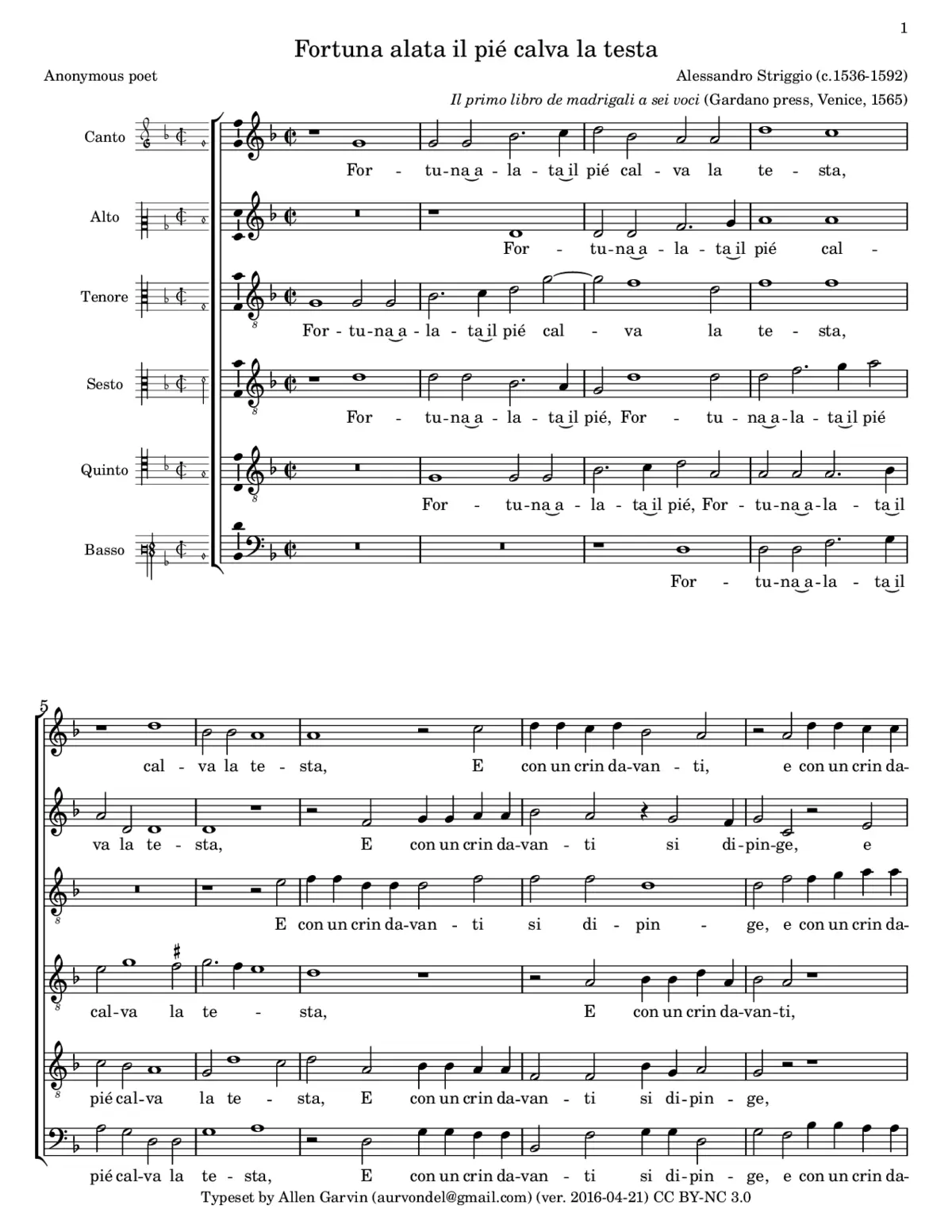 Fortuna alata il pié calva la testa - Page 1