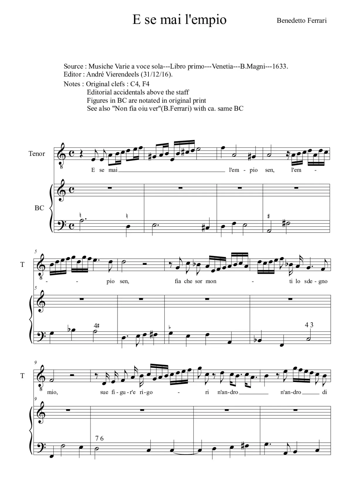 E se mai l'empio sen - Page 1