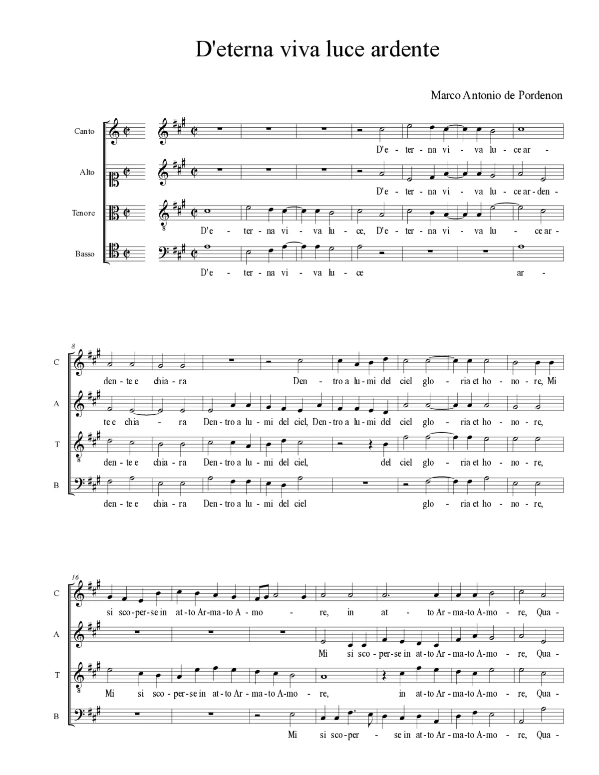 D'eterna viva luce ardente - Page 1