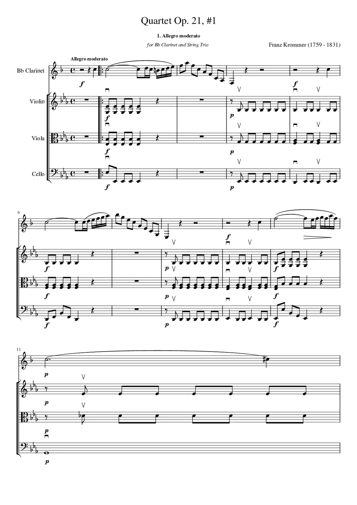 2 Clarinet Quartets - Page 1
