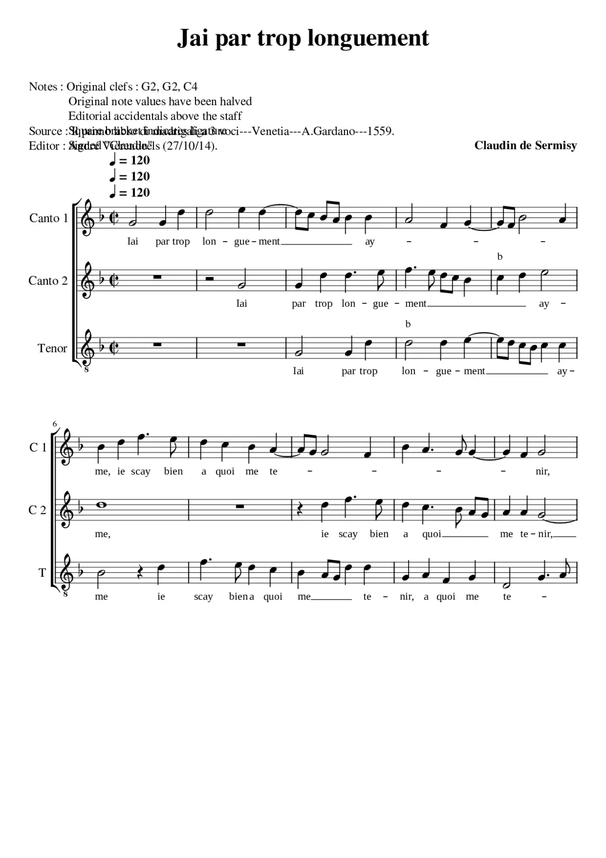 J'ay par trop longuement ayme - Page 1