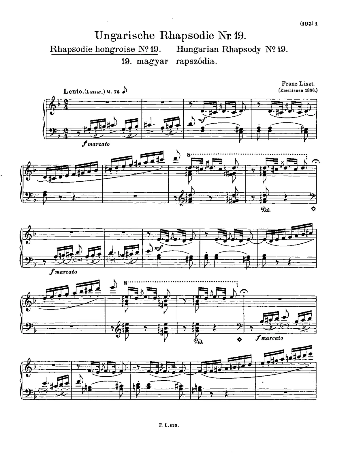 Hungarian Rhapsody No.19 - Page 1