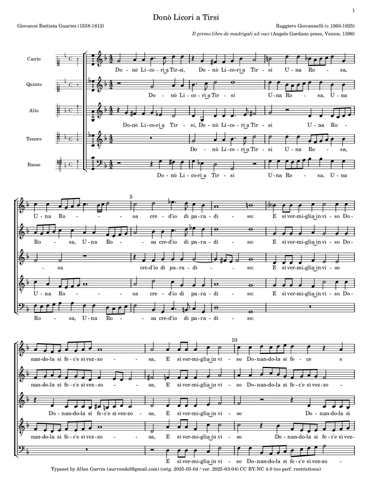 Donò Licori a Tirsi - Page 1