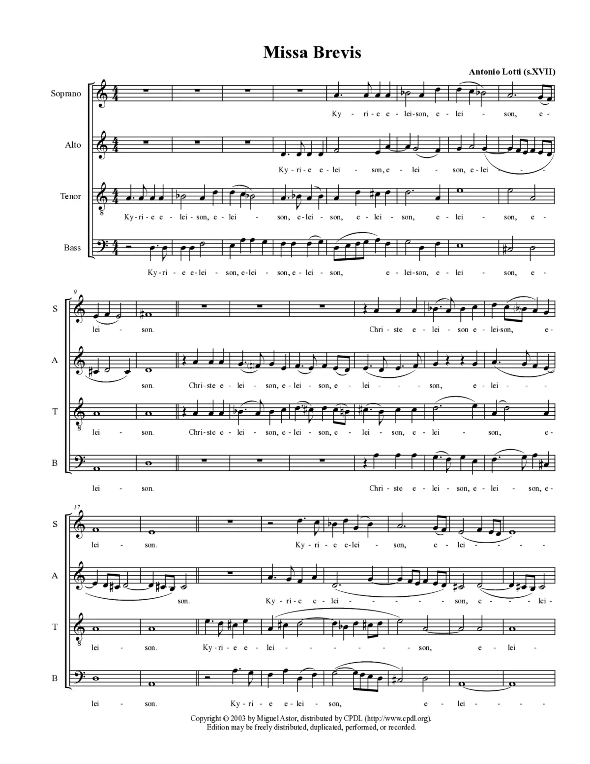 Missa Brevis in D Minor - Page 1