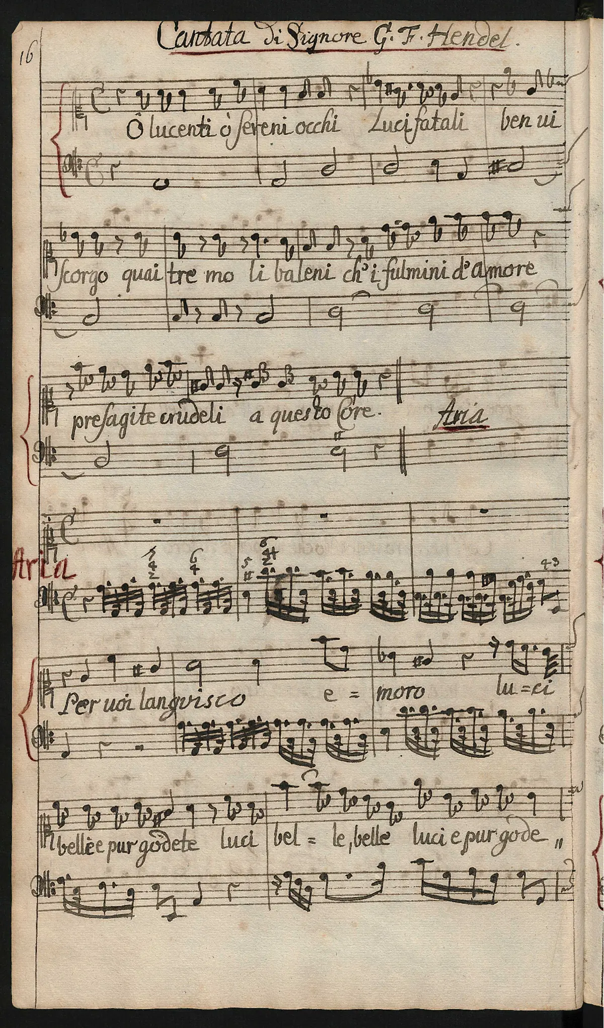 O lucenti, o sereni occhi, HWV 144 - Page 1