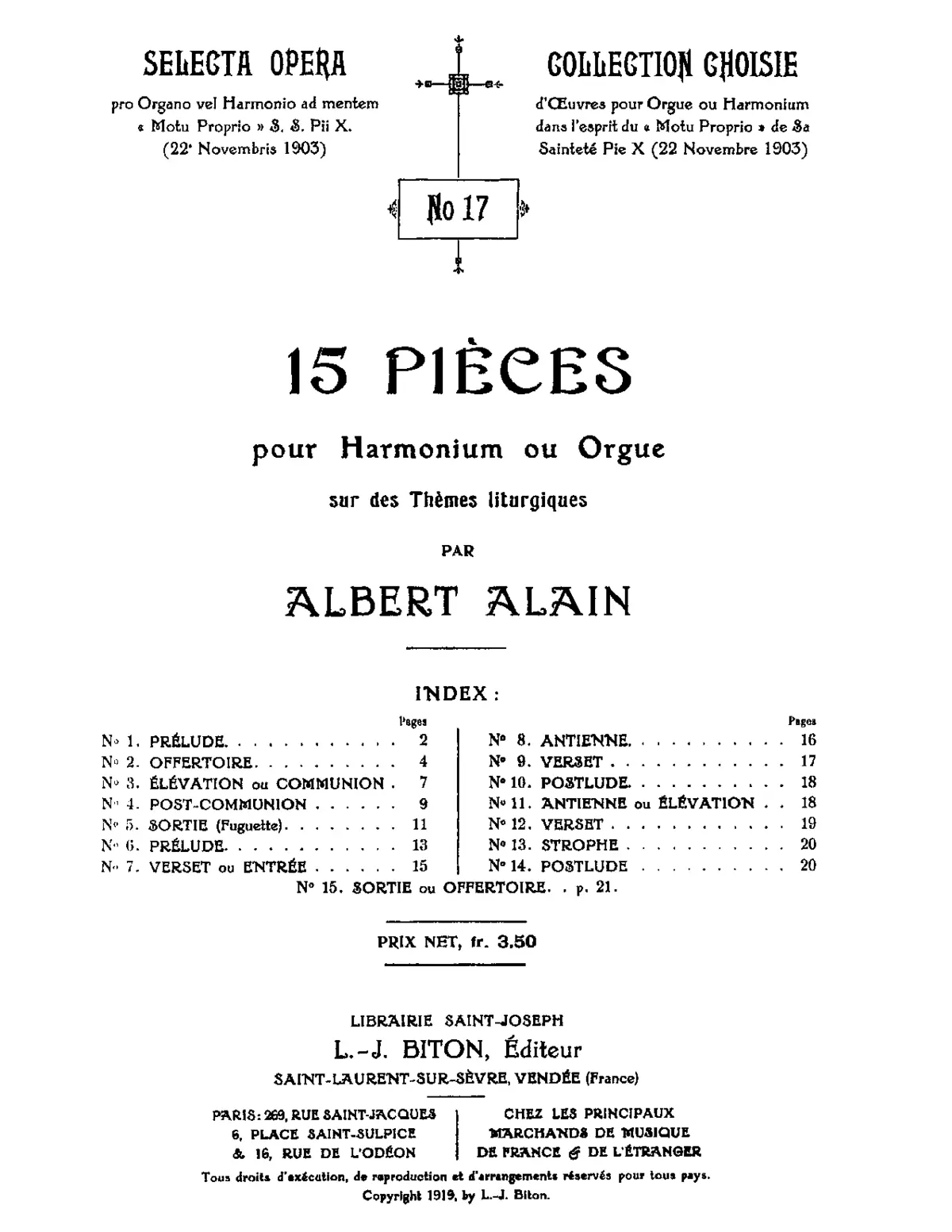 15 Pièces sur des thèmes liturgiques - Page 1