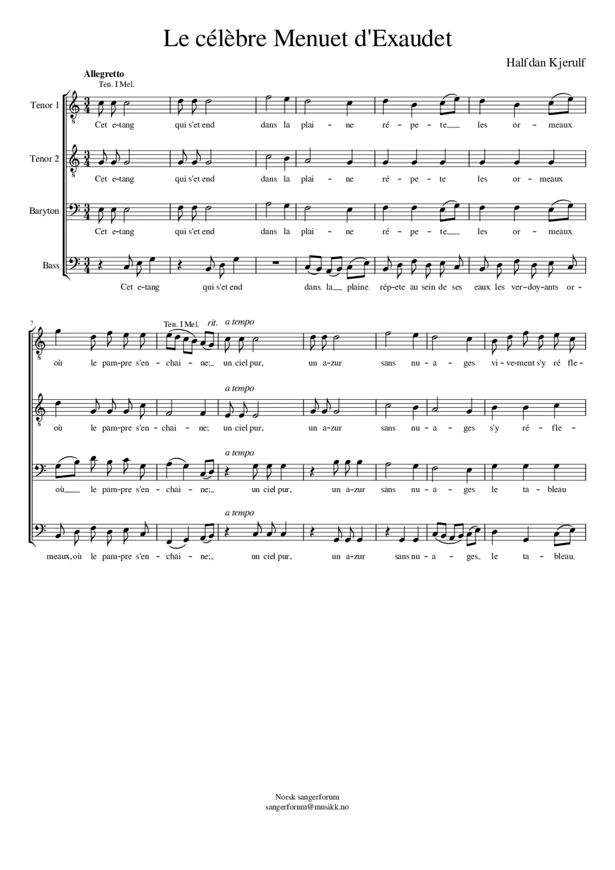 Le célèbre Menuet d'Exaudet - Page 1