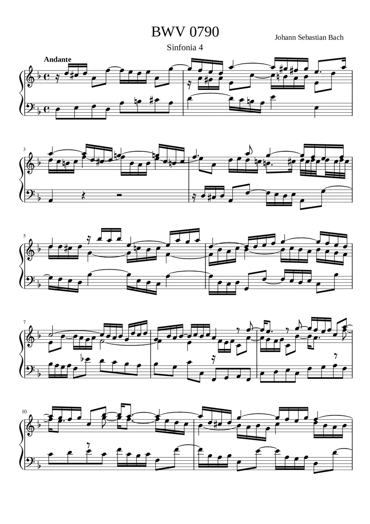 Sinfonia in D minor BWV 790 - Page 1