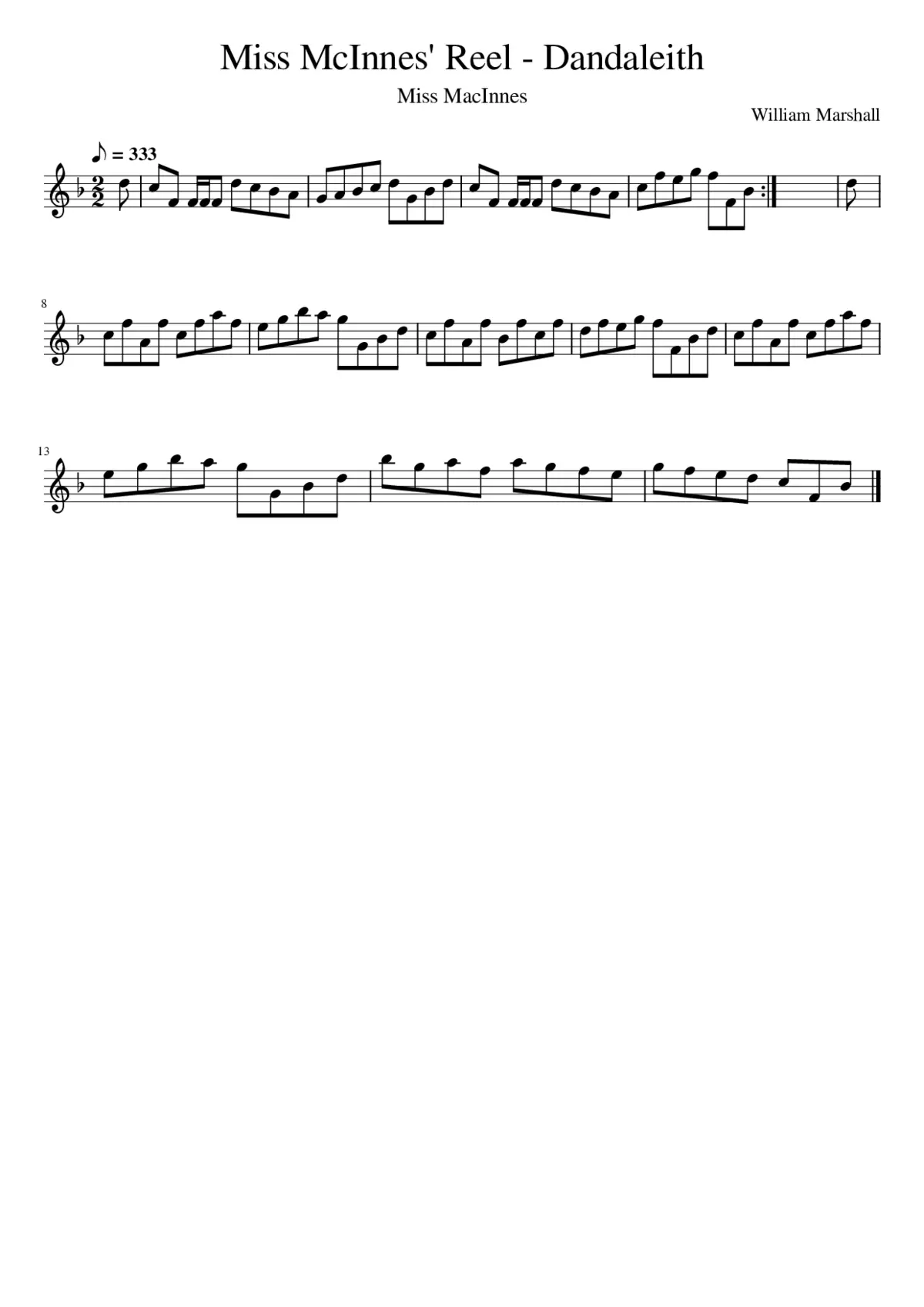 Miss McInnes' Reel - Dandaleith - Page 1