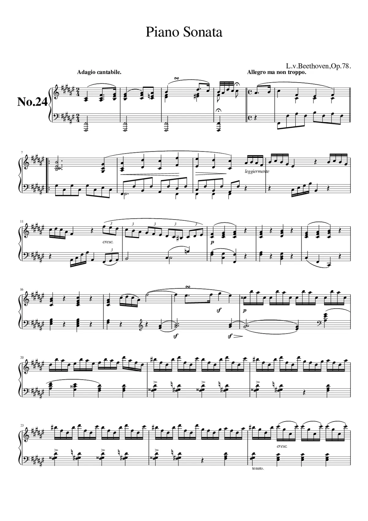 Piano Sonata No.24 Op.78 - Page 1