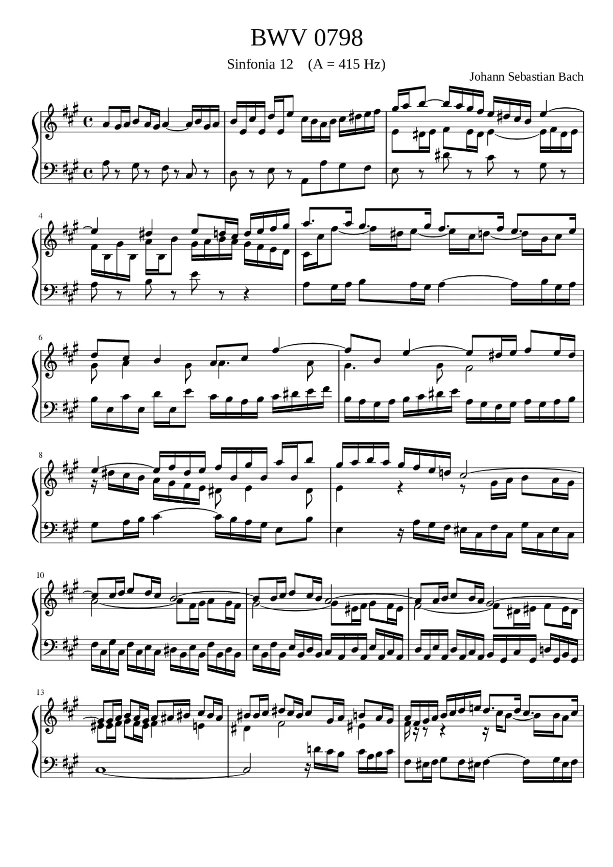 Sinfonia in A major BWV 798 - Page 1