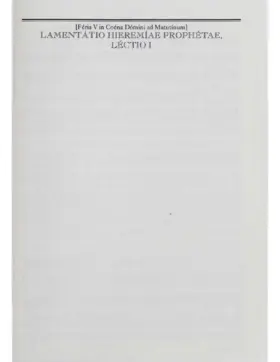 Lamentatio Hieremiae Prophetae Lectio I