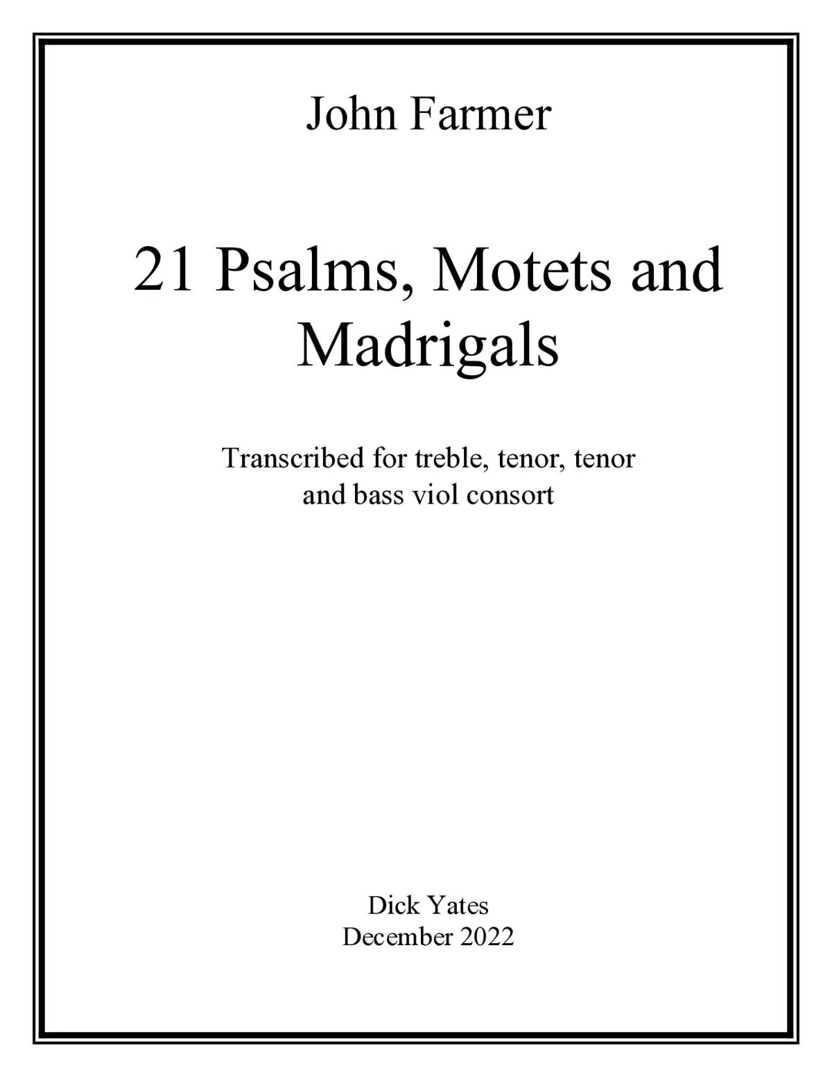 21 Psalms, Motets and Madrigals - Page 1